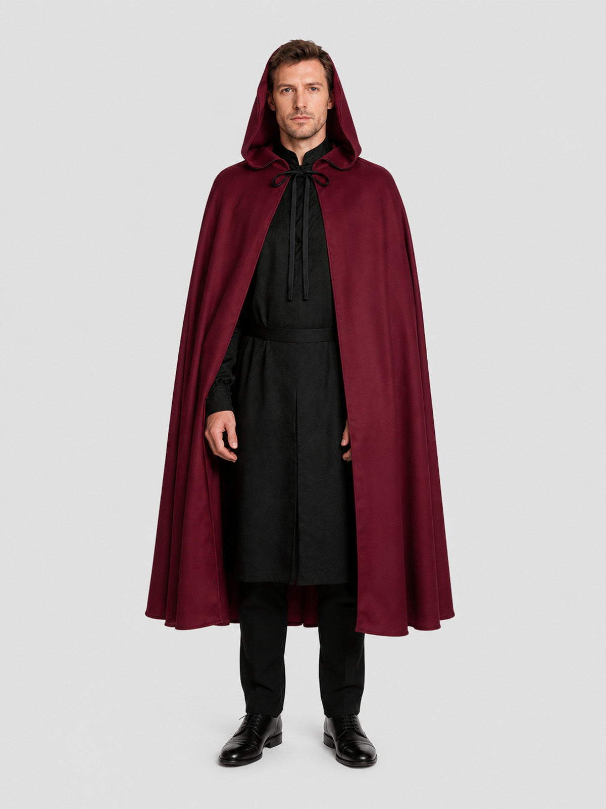 Long Polyester Hooded Cosplay Cape on-model view