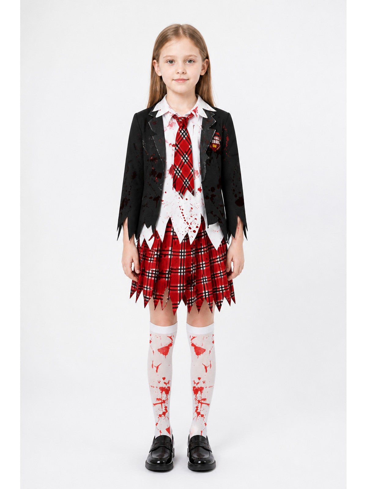 Zombie Costume with Tie, Skirt, and Torn Edges main product view