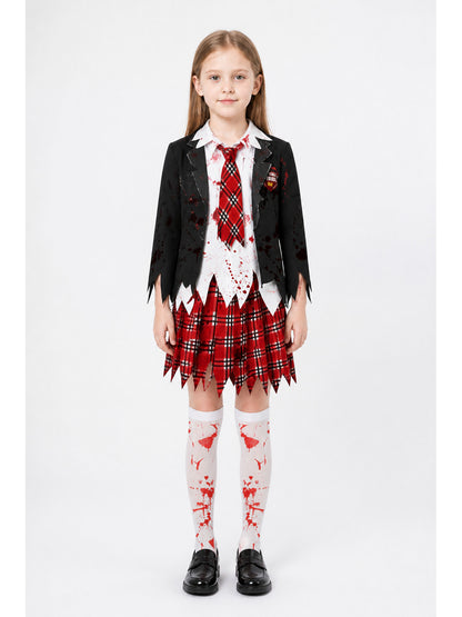 Zombie Costume with Tie, Skirt, and Torn Edges main product view