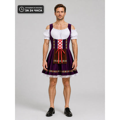 Historical Ethnic Costume with Apron and Trim main product view