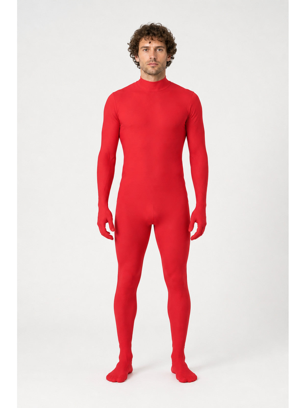 Red Zentai Jumpsuit with a High Collar main product view
