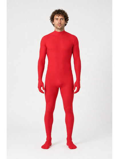 Red Zentai Jumpsuit with a High Collar main product view
