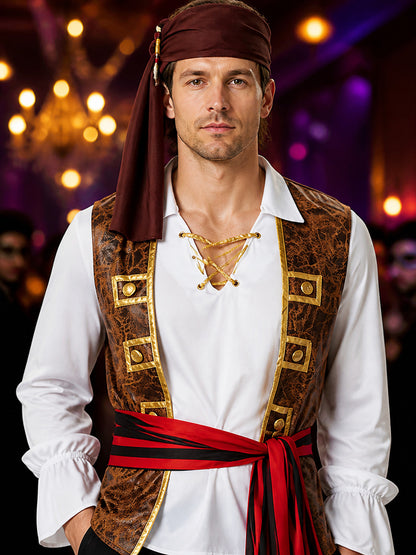 Pirate Costume with Vest for Masquerade on-model view