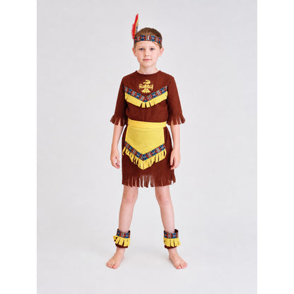 Carnival costume with fringe and feathers on-model view