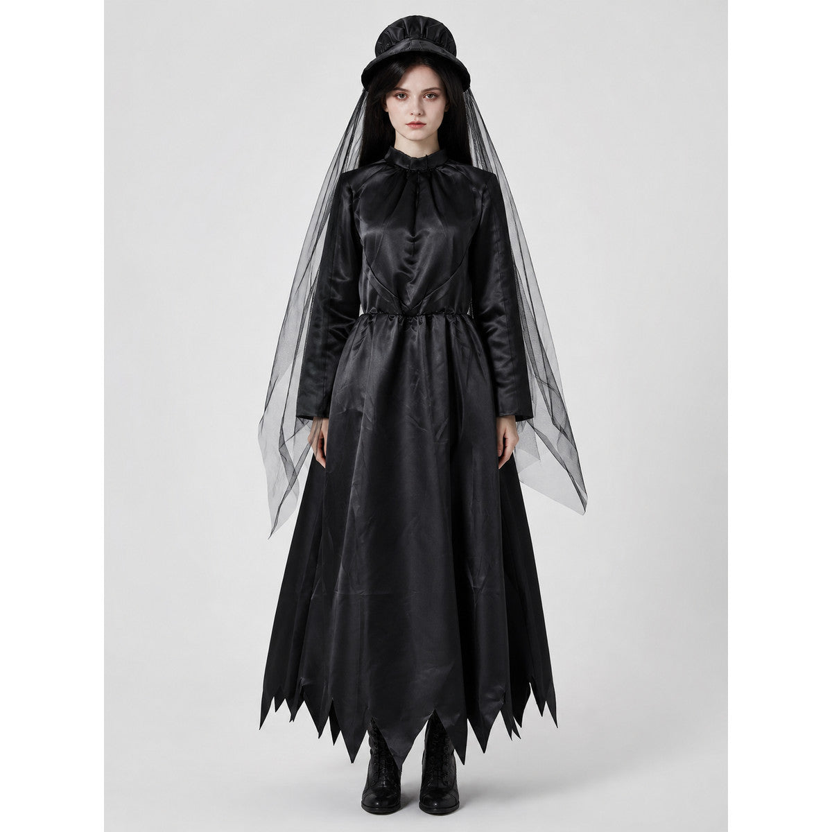 Witch Costume with Hat and Sheer Veil