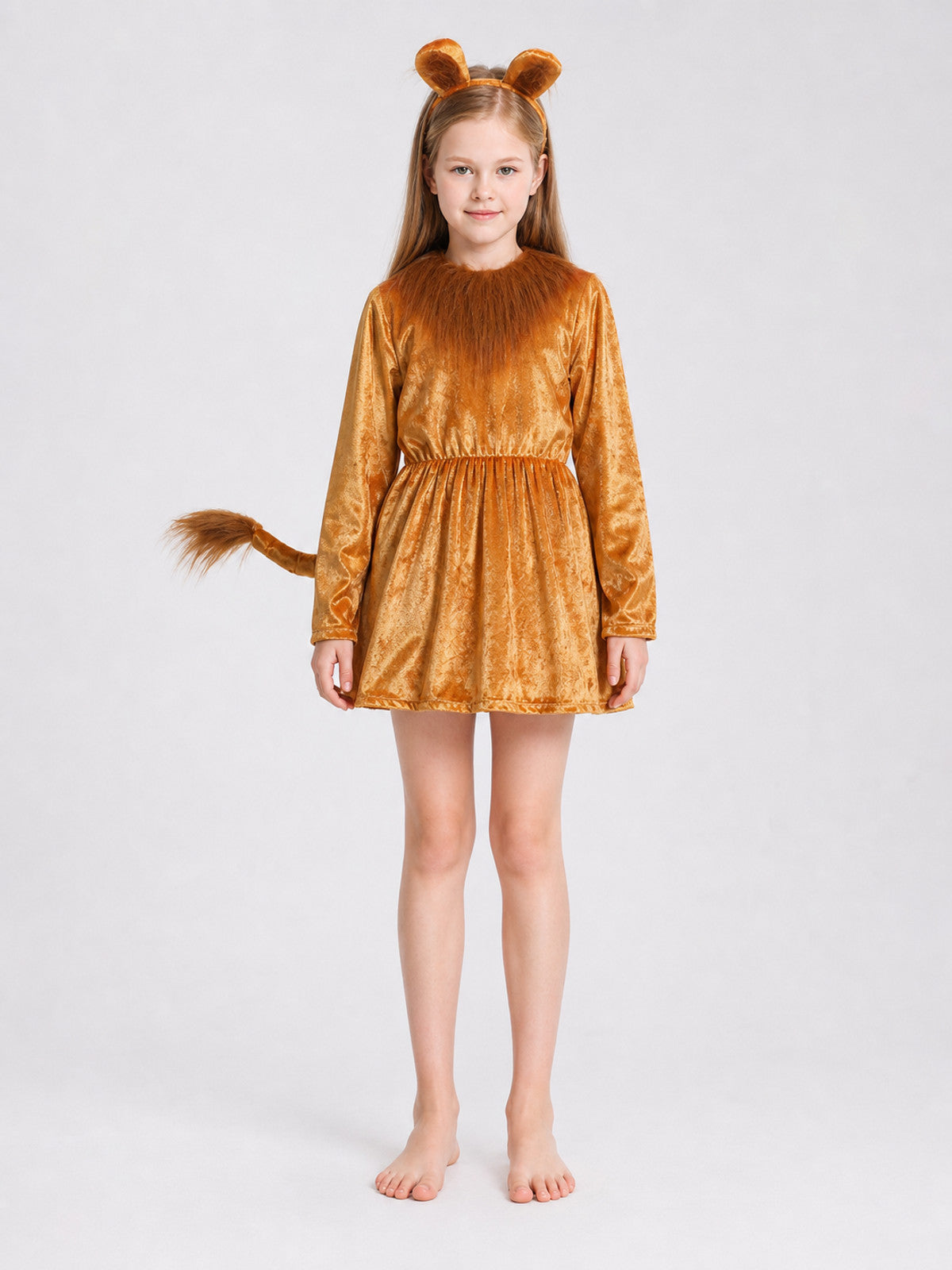 Lion Costume Dress with Headband and Tail front view