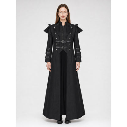 Gothic Coat with Stand Collar and Buckles