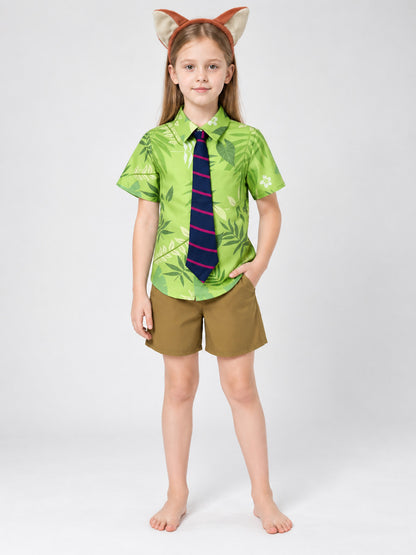 brown nick_fox_children_cosplay_costume_green_shirt_brown_shorts product image