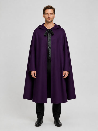 Medieval Dark Death Cloak with Hood for Cosplay on-model view