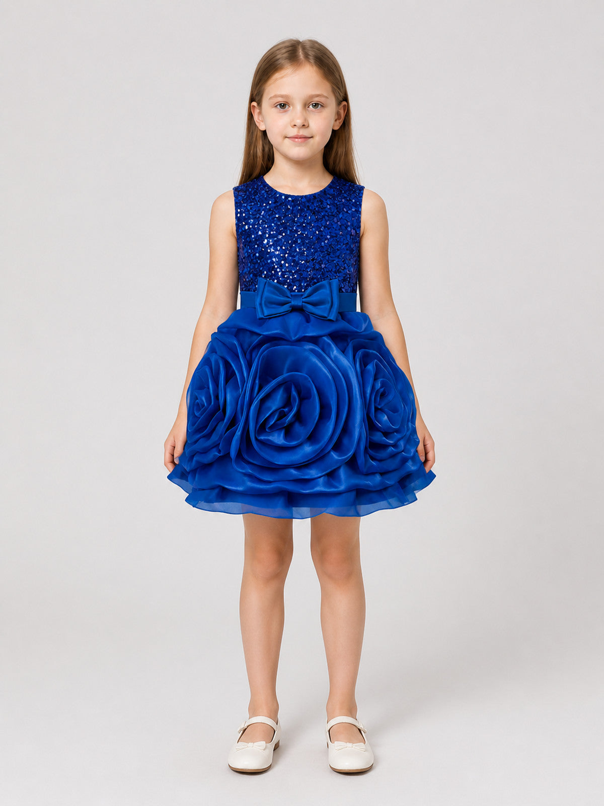 Princess Dress with Sequins and Roses, Blue on-model view