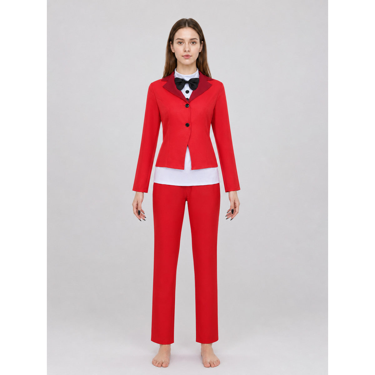 Hazbin Hotel Cosplay Costume, Red with Bow Tie, for Halloween front view