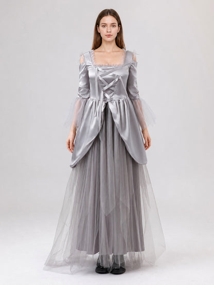 Gray Ghost-Themed Cosplay Dress on-model view