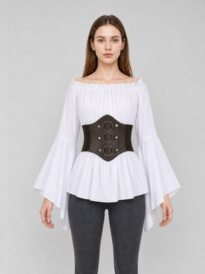 Off-the-Shoulder Blouse with Belt for Cosplay front view