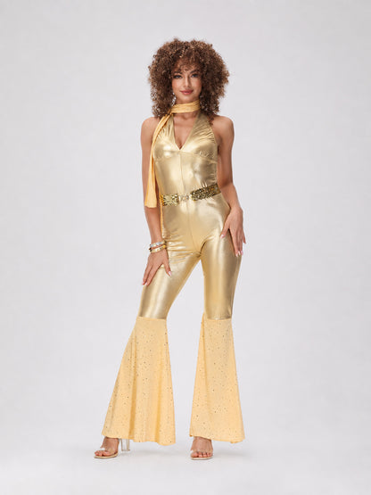 ’80s Disco Costume: Retro Halter Jumpsuit
