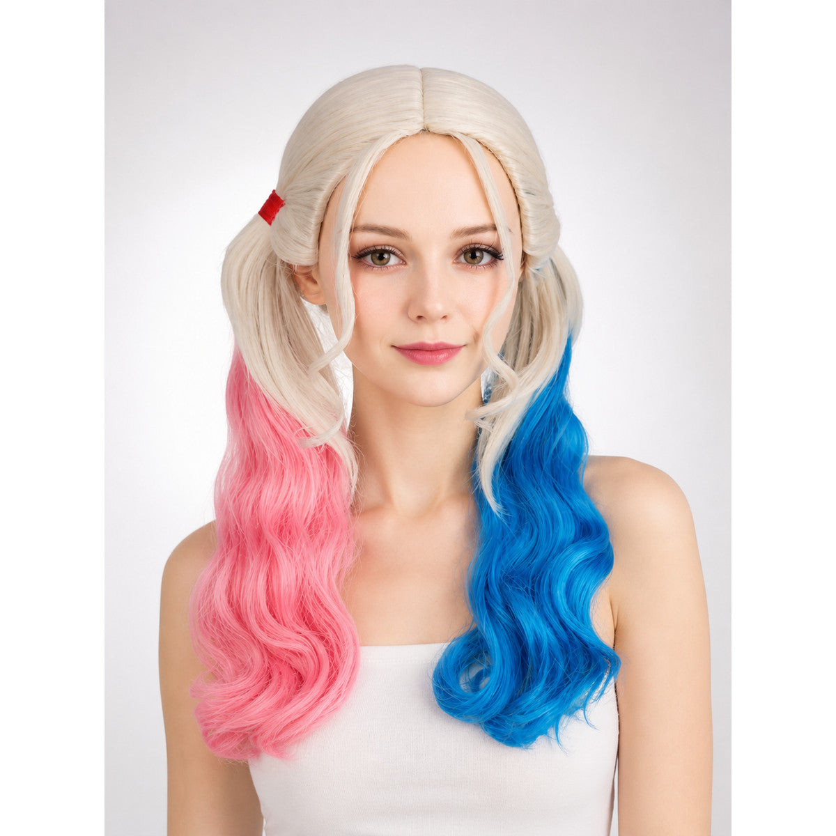 Long Two-Tone Carnival Wig: Pink and Blue main product view