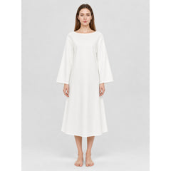 White Loose-Fit Dress with Flared Sleeves