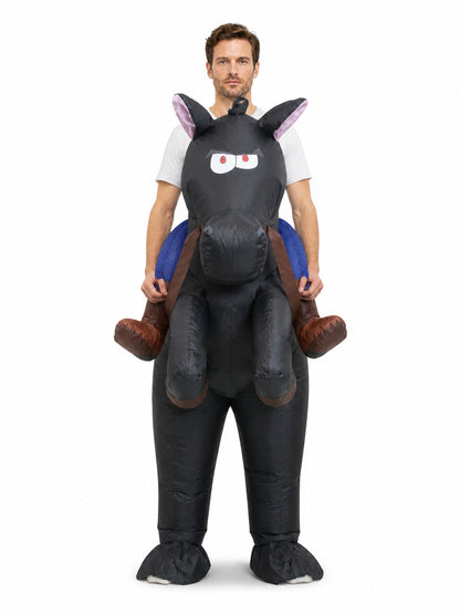 Black Inflatable Horse Costume, One Size front view