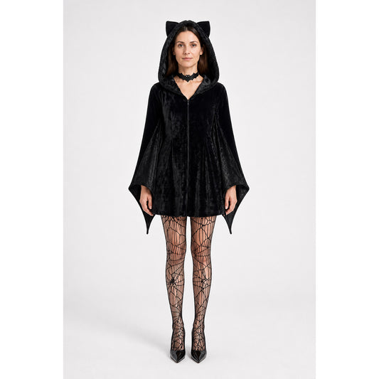 Black Bat Jumpsuit with Hood for Halloween main product view