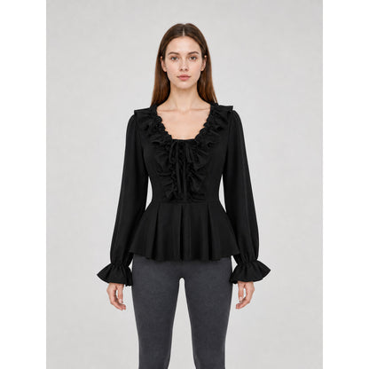 Renaissance-Style Shirt with Jabot and Lacing