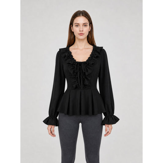 Renaissance-Style Shirt with Jabot and Lacing