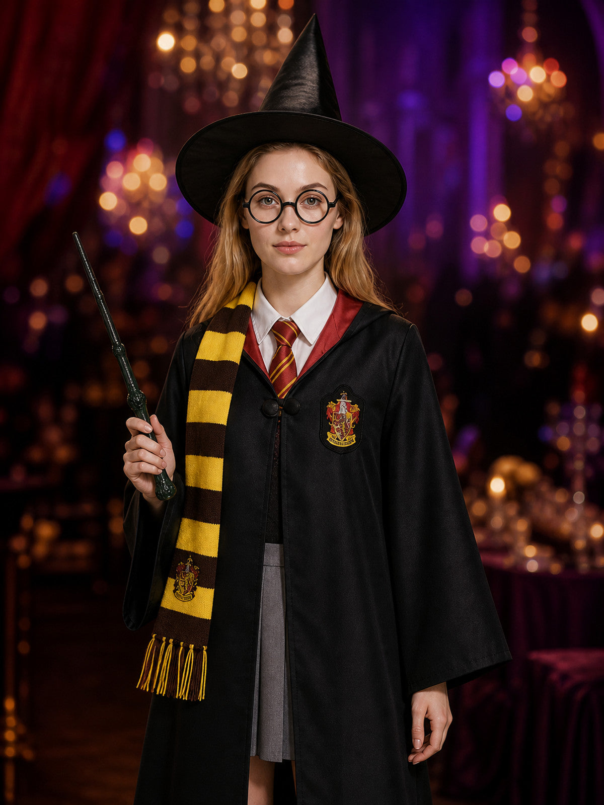 8-Piece Wizard Robe Costume for Carnival and Halloween on-model view