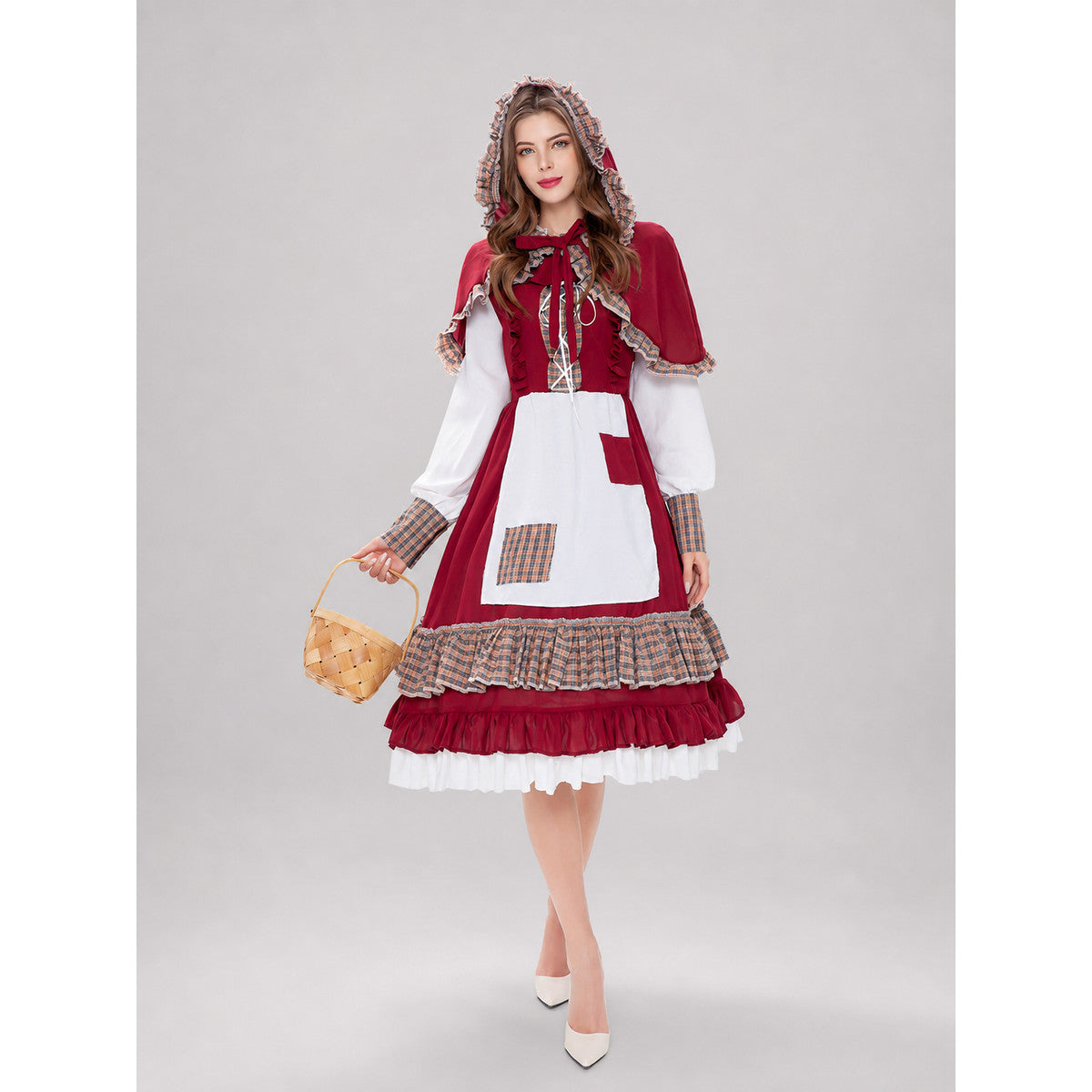 Little Red Riding Hood Costume: Dress with Apron and Cape