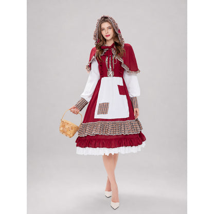 Little Red Riding Hood Costume: Dress with Apron and Cape