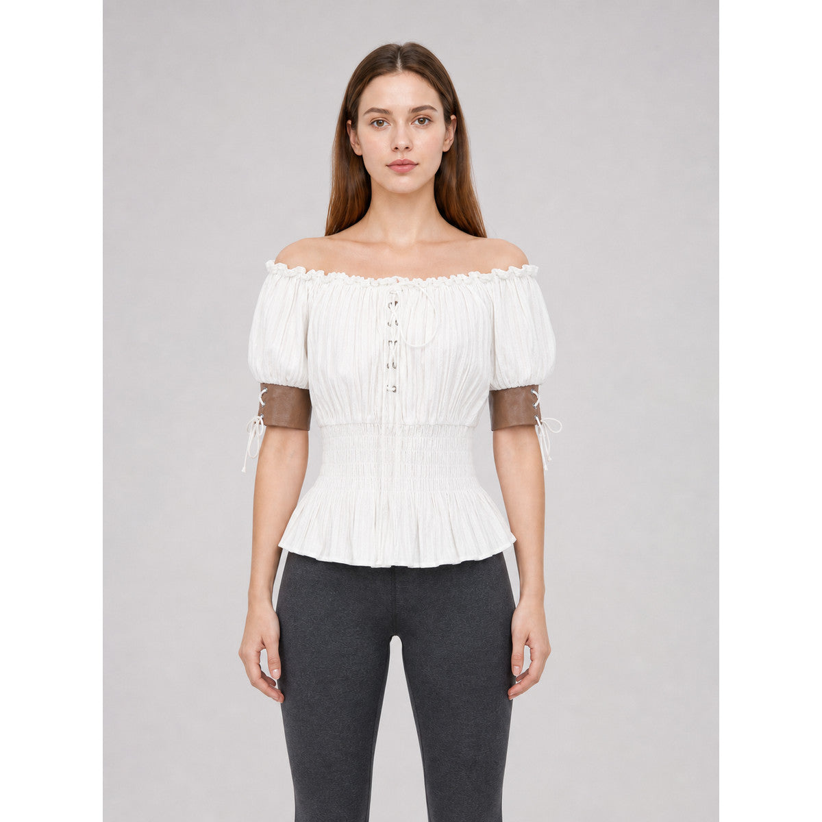 Off-the-Shoulder Blouse with Puff Sleeves