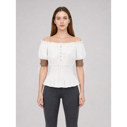 Off-the-Shoulder Blouse with Puff Sleeves