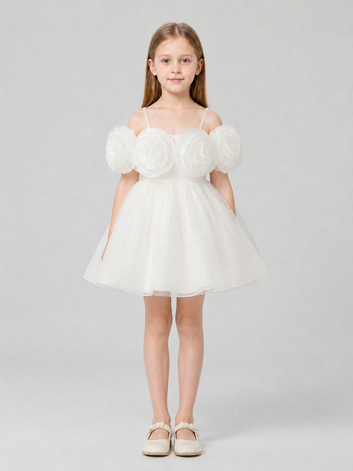 Princess Dress with Rose and Full Skirt for Performances on-model view
