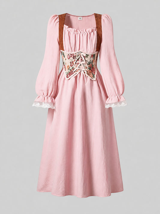 Girls' A-Line Dress with Long Sleeves main product view