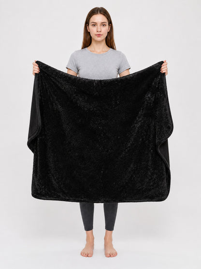 Black Double-Sided Blanket for Pets on-model view
