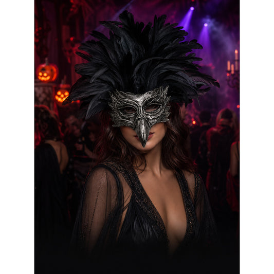 Carnival Eagle Mask with Black Feathers