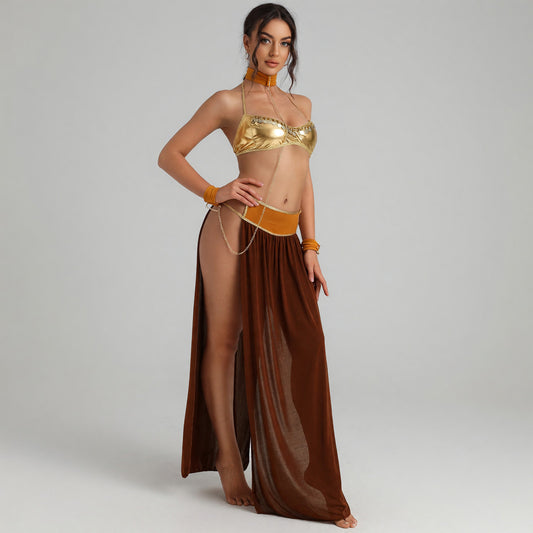 Cleopatra Costume with Chains and High Slit