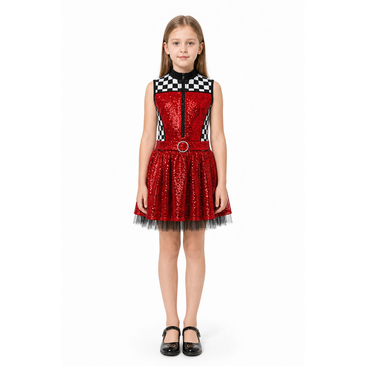 Sequin Dress with Checkered Print main product view