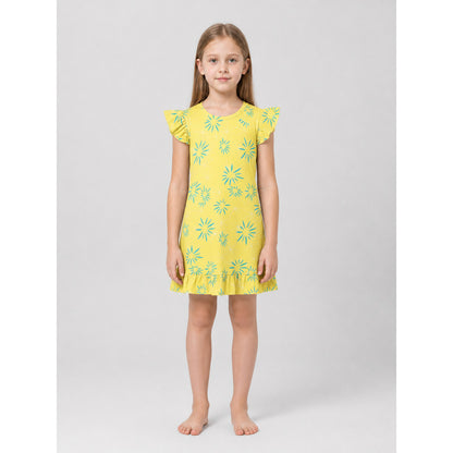Yellow Dress with Blue Flowers for Inside Out 2 Cosplay