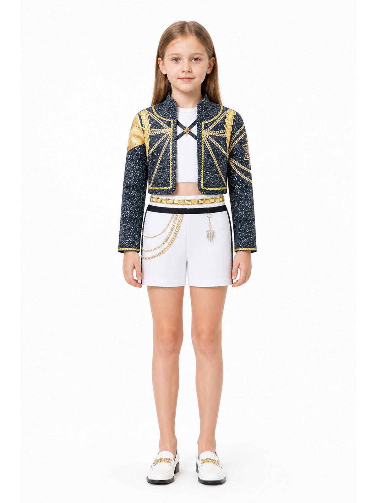 Children's Demon Hunter Costume: Jacket and Chain-Decorated Shorts main product view