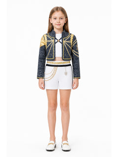 Children's Demon Hunter Costume: Jacket and Chain-Decorated Shorts