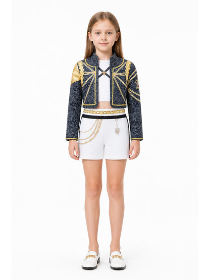 Children's Demon Hunter Costume: Jacket and Chain-Decorated Shorts main product view