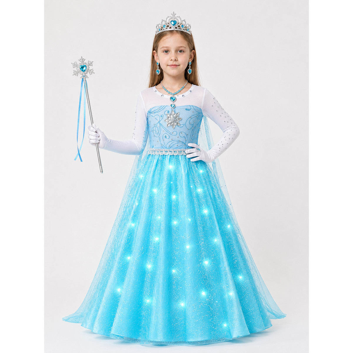 Blue Carnival Costume with LED Lights for Halloween main product view