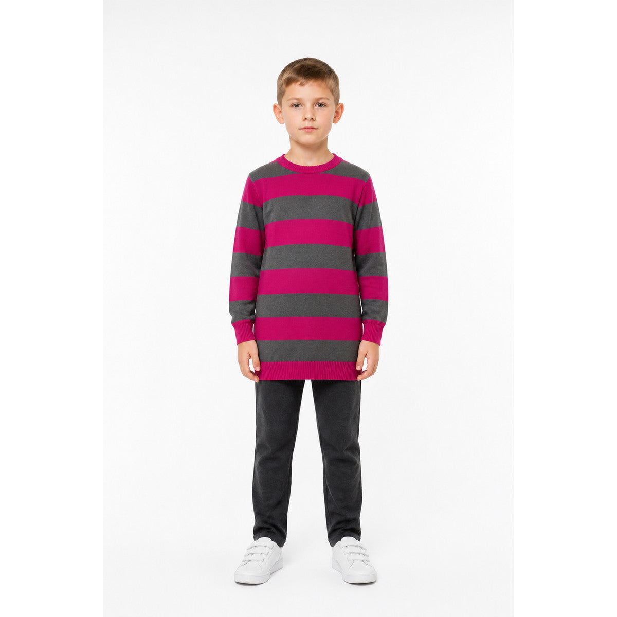 Striped Crew-Neck Long-Sleeve Sweater