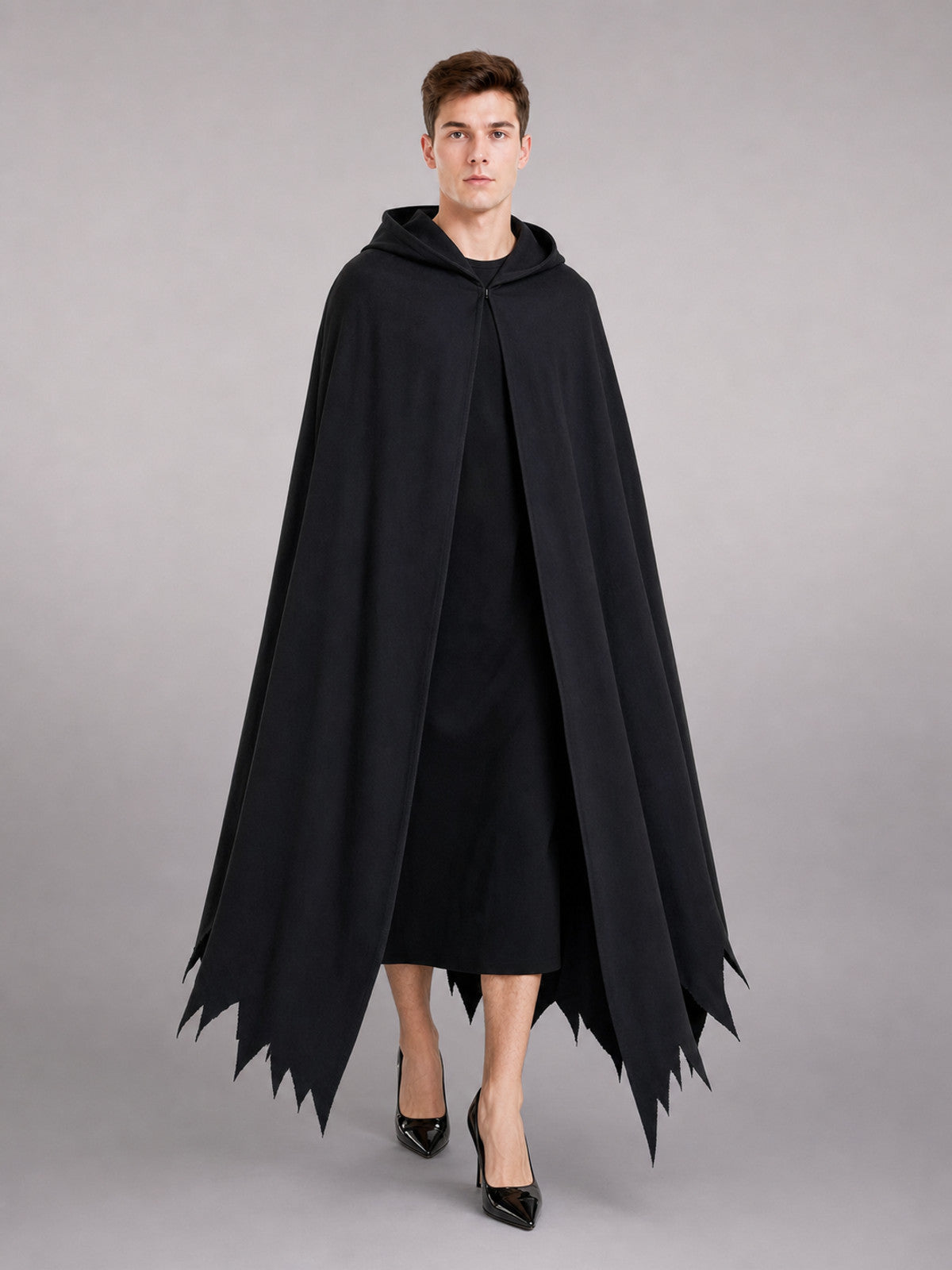 Hooded Cloak with Ghost Mask for Cosplay front view