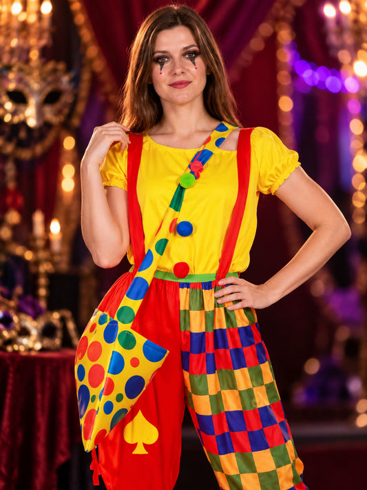 Clown Costume: Yellow Top, Plaid Pants, Suspenders