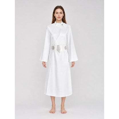 Long White Cosplay Dress with Belt