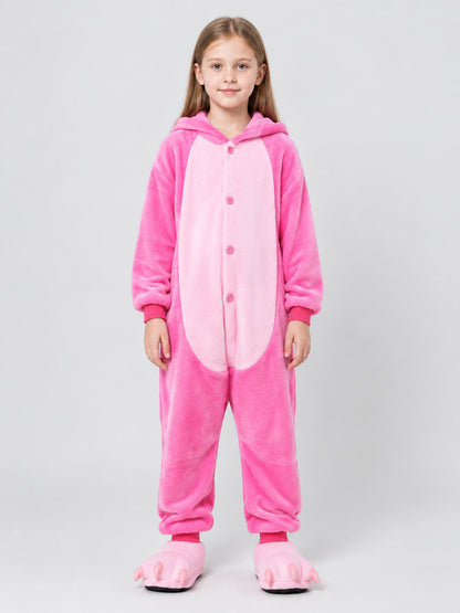 Kids' Hooded Pink Pajama Jumpsuit