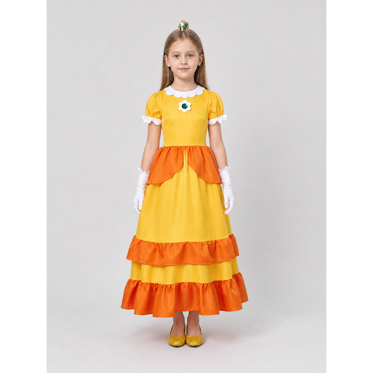 Princess Dress with Tiered Ruffles and Brooch on-model view