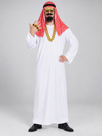 Adult Carnival Costume with White Robe and Glasses