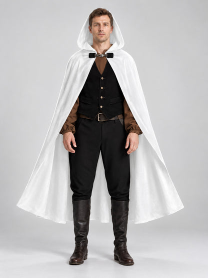 Long White Hooded Cape with Bow