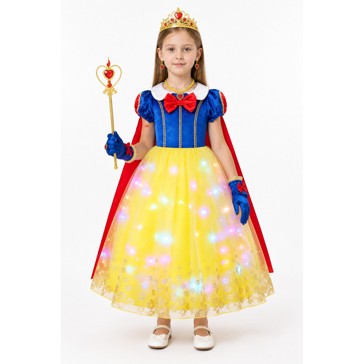 LED Princess Dress with Crown and Cape for Parties main product view