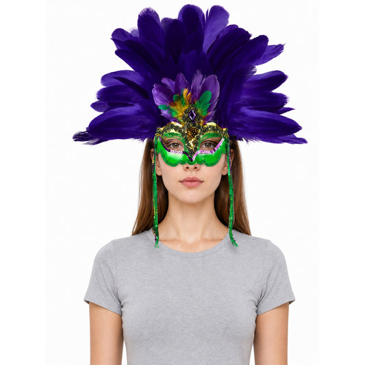 Masquerade Mask with Purple Feathers